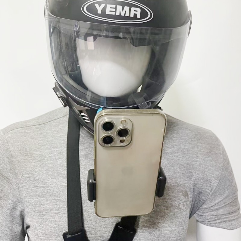 GoPro13 Držač za bradu kacige – Klip za telefon; GR19, PP+TPE, Opća kompatibilnost; Pakiranje: držač za bradu i klip za telefon