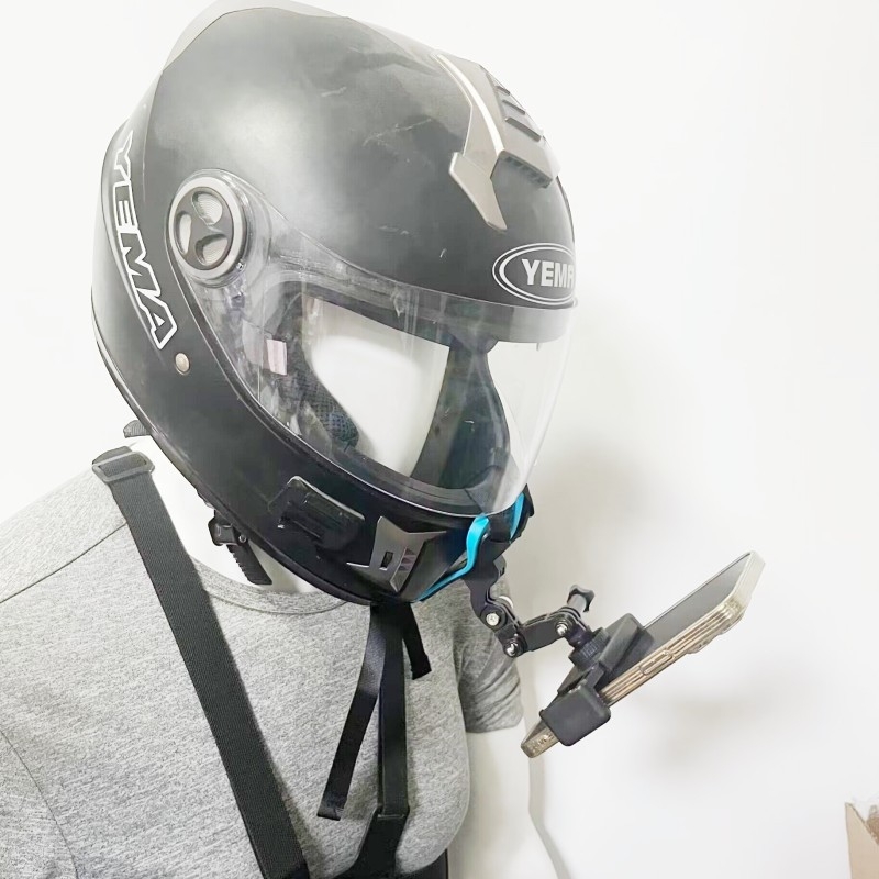GoPro13 Držač za bradu kacige – Klip za telefon; GR19, PP+TPE, Opća kompatibilnost; Pakiranje: držač za bradu i klip za telefon