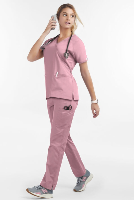 Медицински работен комплект: V-образно деколте, къс ръкав, унисекс, отвежда влагата, полиестер-еластан, сет (горнище и долнища)