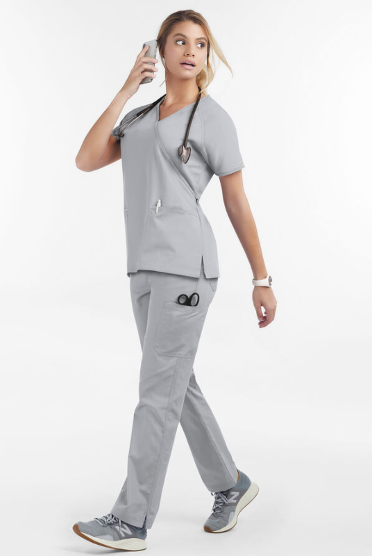 Медицински работен комплект: V-образно деколте, къс ръкав, унисекс, отвежда влагата, полиестер-еластан, сет (горнище и долнища)