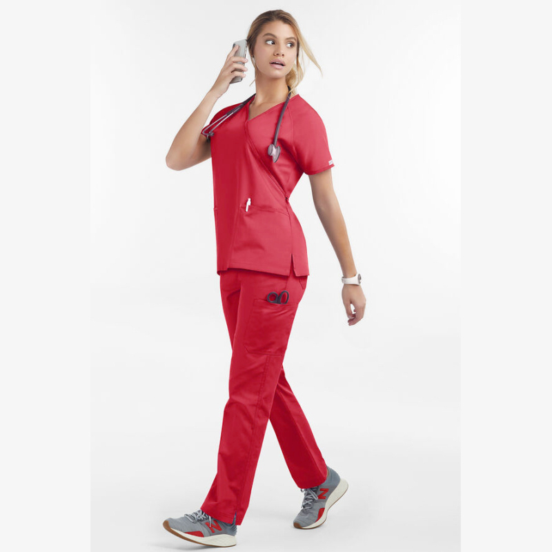 Медицински работен комплект: V-образно деколте, къс ръкав, унисекс, отвежда влагата, полиестер-еластан, сет (горнище и долнища)