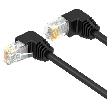 Καλώδιο δικτύου κατηγορίας 5e με γωνία 90° RJ-45, χαλκός χωρίς οξείδωση, εσωτερική χρήση, 100 Mbps