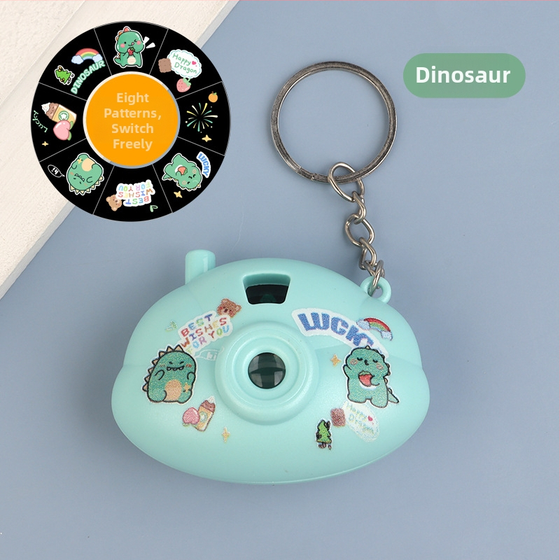 Mini fotoaparát so svetelnou projekciou v kartúnovom štýle, prívesok na kľúče, plast, pre deti 4–6 rokov