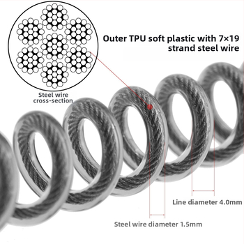 Guangmei Lanyard de siguranță din sârmă de oțel pentru pescuit marin, la stânci și la barcă, cablu anti-pierdere pentru camera de scufundări, lucru la înălțime