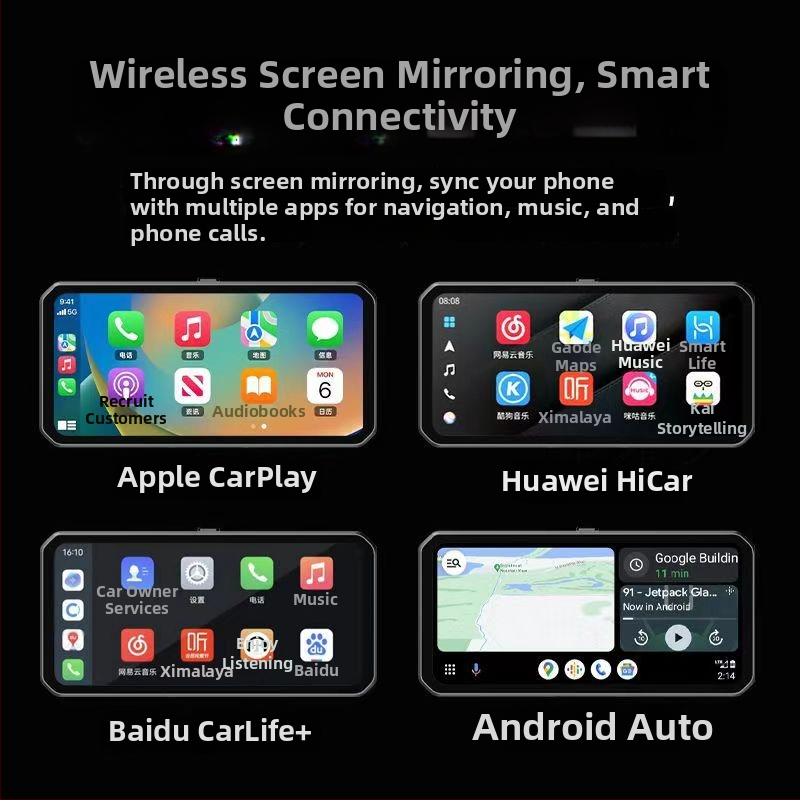 Motociklo DVR su priekinė ir galine kamera, BSD aklųjų zonų įspėjimas, CarPlay ir GPS, 160° matymo kampas, 12.0 MP