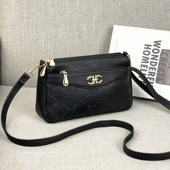 Ženska PU crossbody torba, urbani stil jednostavnosti, horizontalni kvadratni oblik, unutarnje pregrade: džep sa zatvaračem, džep za mobitel, džep za identifikacijsku karticu, laminirani džep, zatvaranje zipom