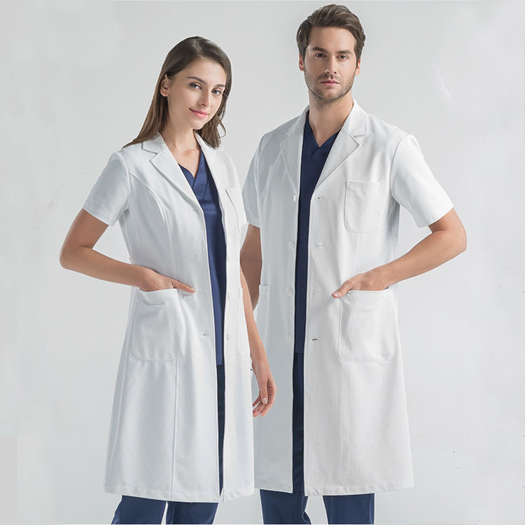 Set unisex de uniformă medicală, top cu mânecă 3/4 și guler de blană, pantaloni capri, țesătură chenille cu spandex, protecție împotriva radiațiilor