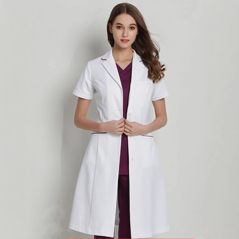 Set unisex de uniformă medicală, top cu mânecă 3/4 și guler de blană, pantaloni capri, țesătură chenille cu spandex, protecție împotriva radiațiilor