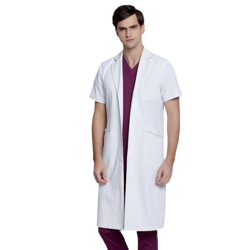 Set unisex de uniformă medicală, top cu mânecă 3/4 și guler de blană, pantaloni capri, țesătură chenille cu spandex, protecție împotriva radiațiilor