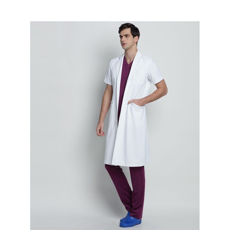 Set unisex de uniformă medicală, top cu mânecă 3/4 și guler de blană, pantaloni capri, țesătură chenille cu spandex, protecție împotriva radiațiilor