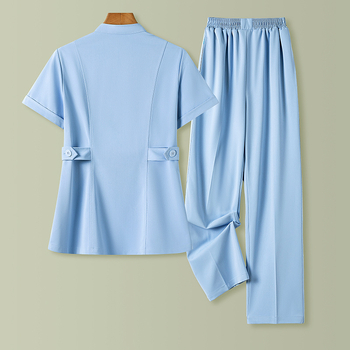 Унисекс униформа за медицински персонал – двучастов комплект с ръкави 3/4 и яка от пух, Chenille плат със спандекс, антирадиационна, пролет 2025