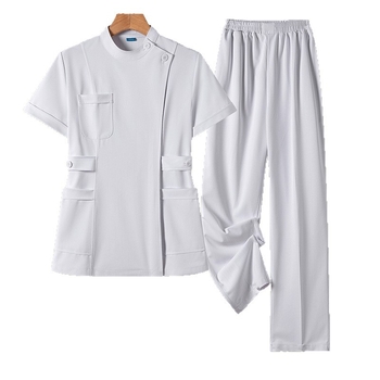 Унисекс униформа за медицински персонал – двучастов комплект с ръкави 3/4 и яка от пух, Chenille плат със спандекс, антирадиационна, пролет 2025