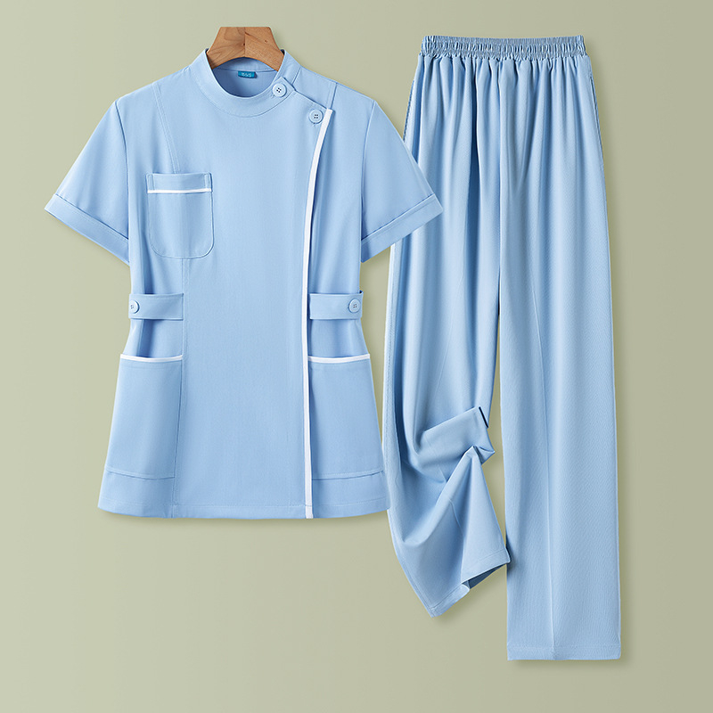 Унисекс униформа за медицински персонал – двучастов комплект с ръкави 3/4 и яка от пух, Chenille плат със спандекс, антирадиационна, пролет 2025