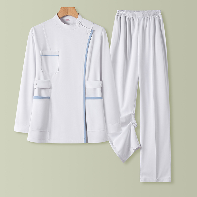 Унисекс униформа за медицински персонал – двучастов комплект с ръкави 3/4 и яка от пух, Chenille плат със спандекс, антирадиационна, пролет 2025