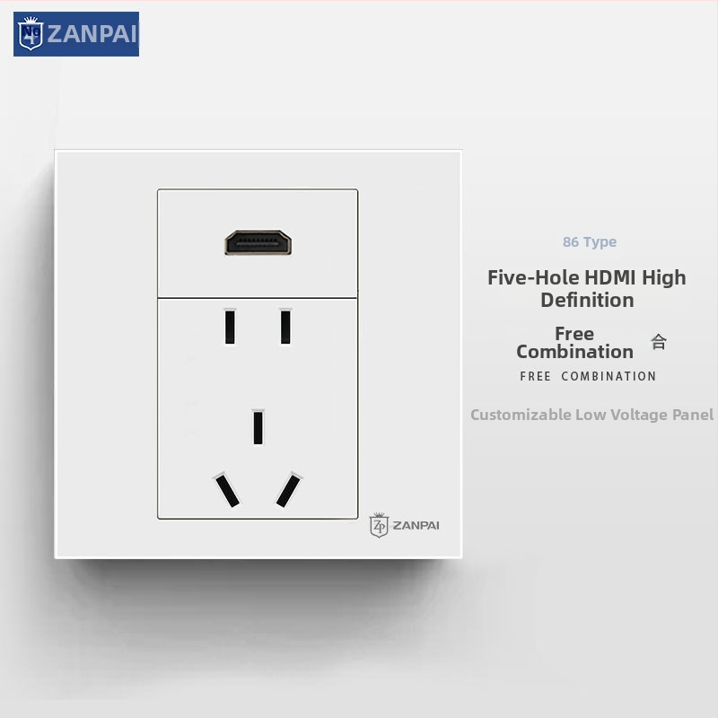 Zanpai 86-тип скрит HDMI панел за вграждане в стената, HDMI 2.0, 4K, стенна розетка, национален стандарт