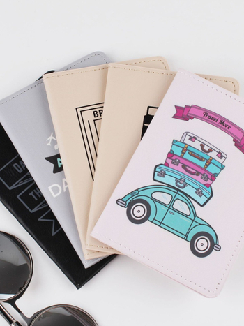 Holder pentru pașaport și documente din piele PU, model litere – ultra-ușor, rezistent la apă, anti-furt, pentru deplasări zilnice de afaceri