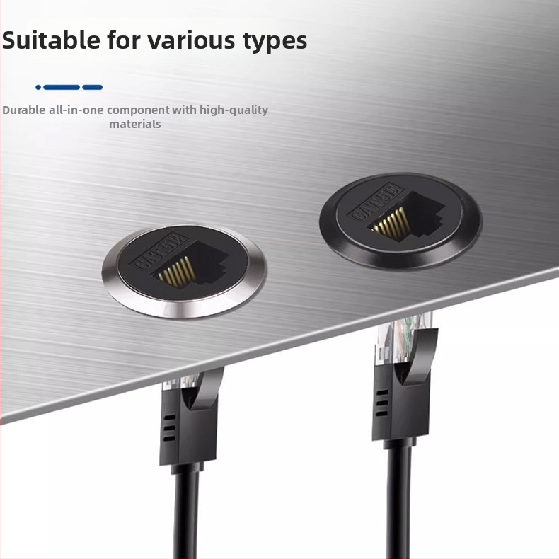 Apaļš C formas Cat5e tīkla pagarinājuma kabelis ar RJ45 savienotāju, 8 vara vadus