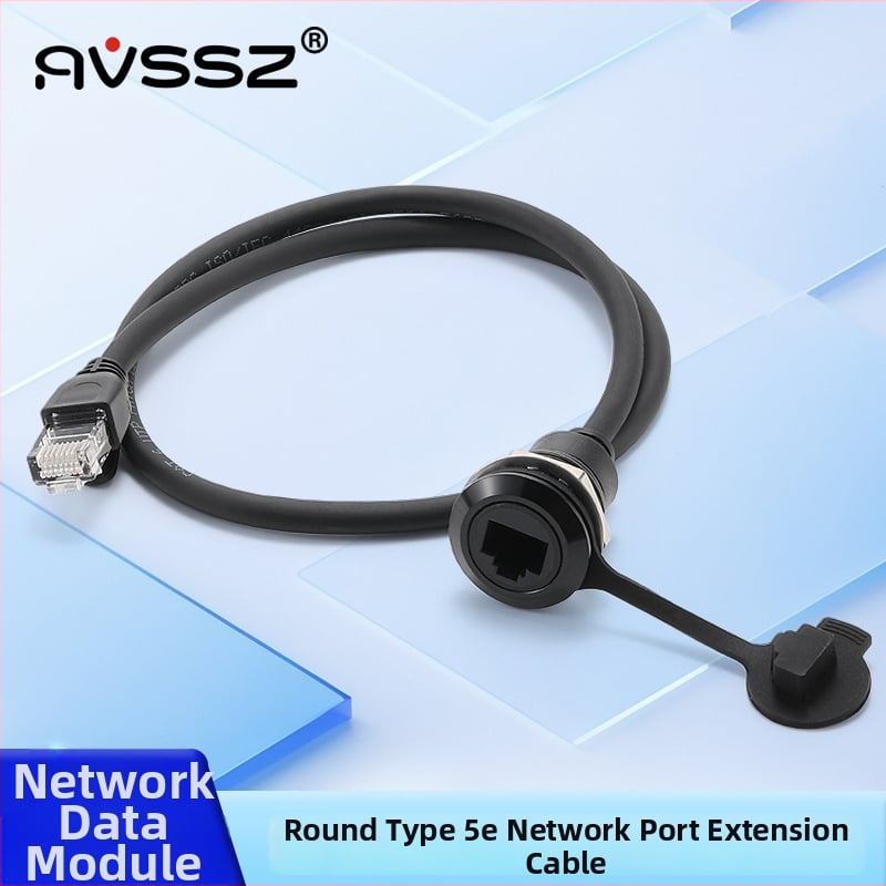 Apaļš C formas Cat5e tīkla pagarinājuma kabelis ar RJ45 savienotāju, 8 vara vadus