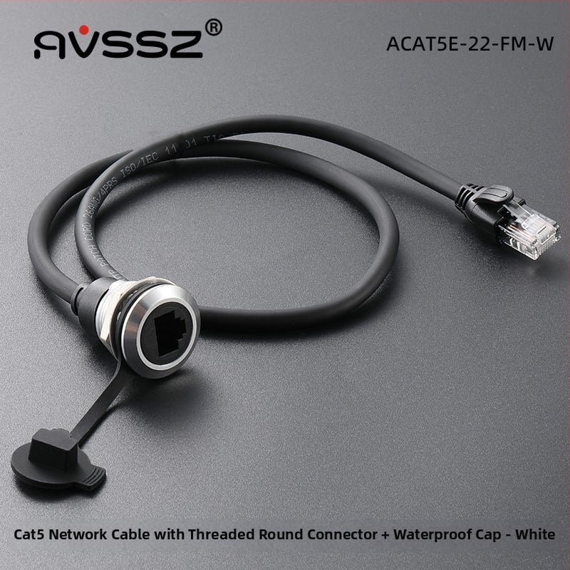 Apaļš C formas Cat5e tīkla pagarinājuma kabelis ar RJ45 savienotāju, 8 vara vadus