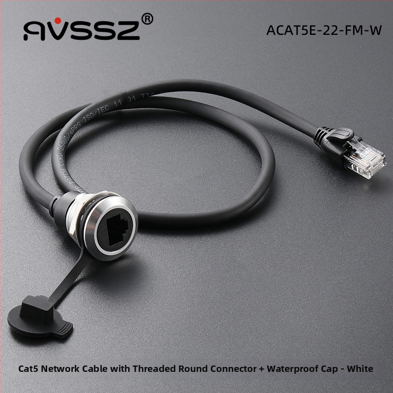 Apaļš C formas Cat5e tīkla pagarinājuma kabelis ar RJ45 savienotāju, 8 vara vadus