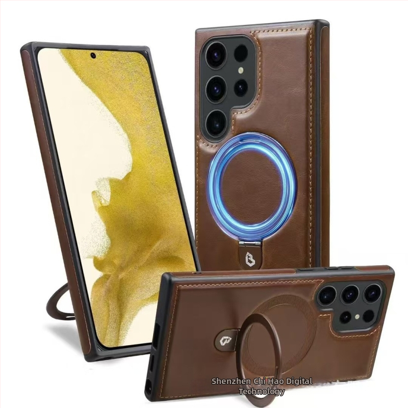 Samsung Galaxy S25 Ultra / S24 / S23 – puzdro z umelej kože s magnetickým stojanom, proti nárazom, protišmykové, prachuvzdorné