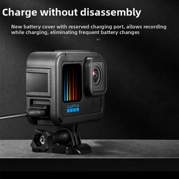 GoPro 10/11/12/13 пластмасова рамка за защита с капак на батерията – PA материал; включва рамка, база, дълги винтове, капак на лещата, капак на батерията; опаковка включена; съвместима с GoPro 9