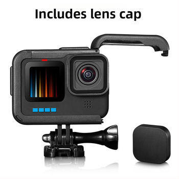 GoPro 10/11/12/13 пластмасова рамка за защита с капак на батерията – PA материал; включва рамка, база, дълги винтове, капак на лещата, капак на батерията; опаковка включена; съвместима с GoPro 9