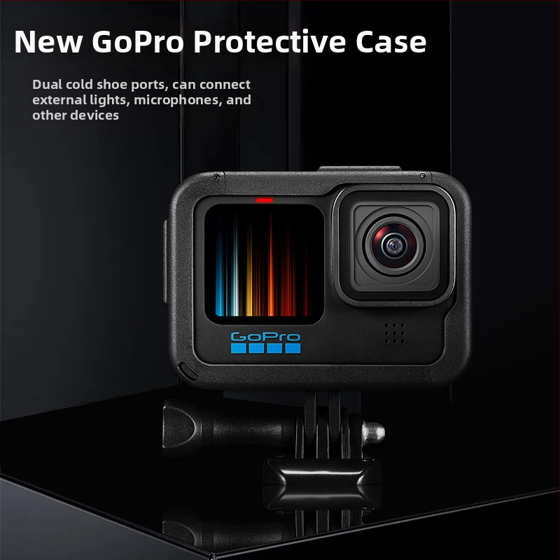 GoPro 10/11/12/13 пластмасова рамка за защита с капак на батерията – PA материал; включва рамка, база, дълги винтове, капак на лещата, капак на батерията; опаковка включена; съвместима с GoPro 9