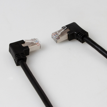 Ruilianpu 10Gbps RJ-45 derékszögű, kettős könyök hálózati kábel, kompatibil Cat5–Cat8