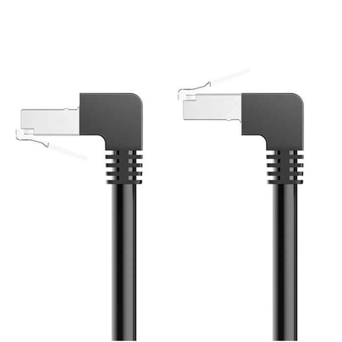 Ruilianpu 10Gbps RJ-45 derékszögű, kettős könyök hálózati kábel, kompatibil Cat5–Cat8