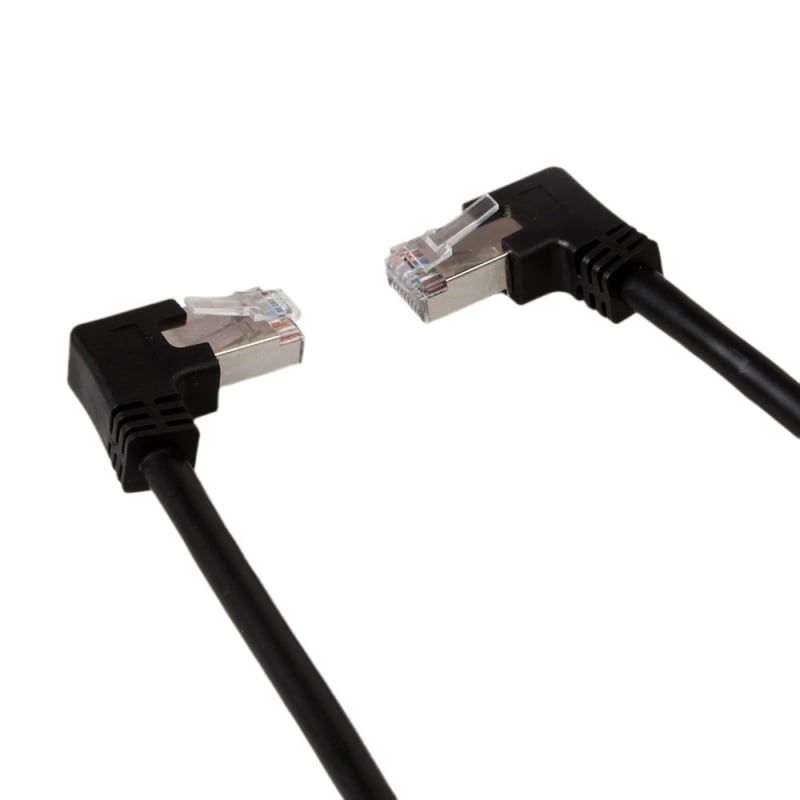 Ruilianpu 10Gbps RJ-45 derékszögű, kettős könyök hálózati kábel, kompatibil Cat5–Cat8