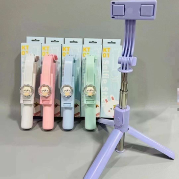 KT01 Bluetooth μπαστούνι για selfie, στυλ καρτούν, με τηλεχειριστήριο, Bluetooth υποστηρίζεται, υλικό κράμα