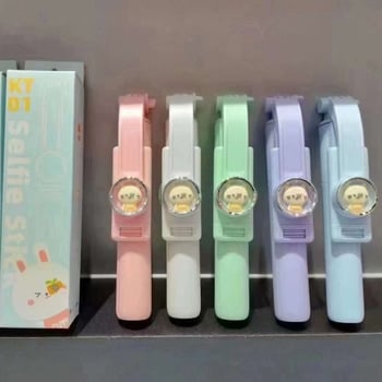 KT01 Bluetooth μπαστούνι για selfie, στυλ καρτούν, με τηλεχειριστήριο, Bluetooth υποστηρίζεται, υλικό κράμα