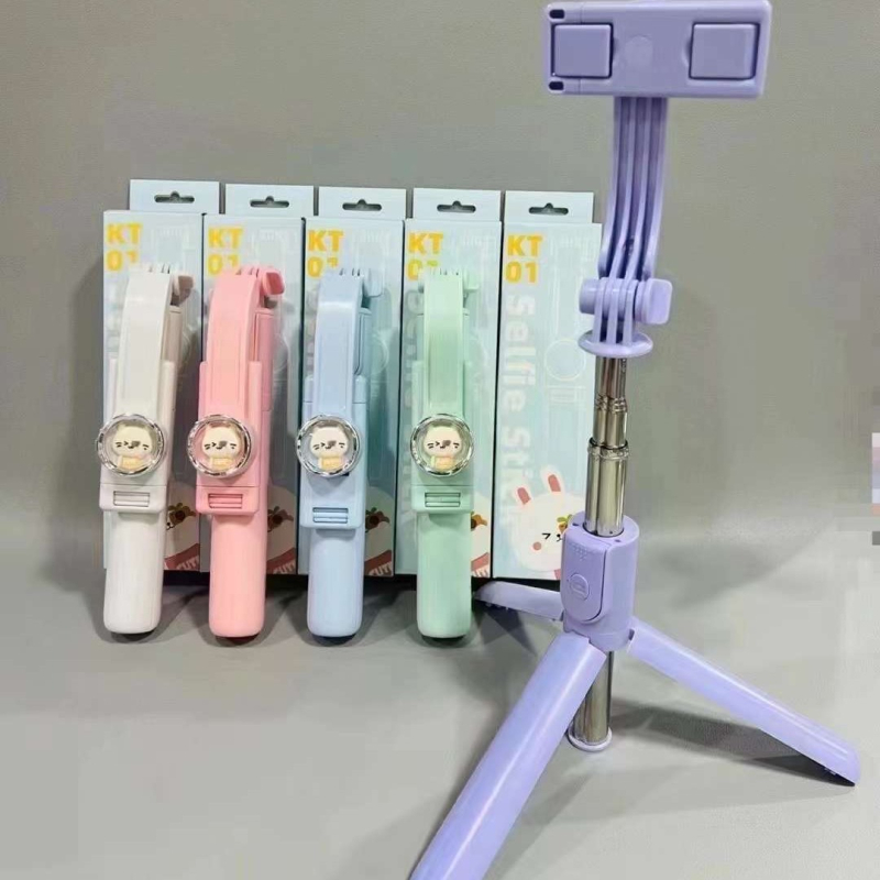 KT01 Bluetooth μπαστούνι για selfie, στυλ καρτούν, με τηλεχειριστήριο, Bluetooth υποστηρίζεται, υλικό κράμα