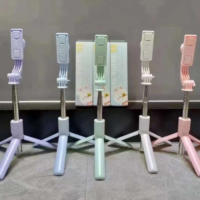 KT01 Bluetooth μπαστούνι για selfie, στυλ καρτούν, με τηλεχειριστήριο, Bluetooth υποστηρίζεται, υλικό κράμα