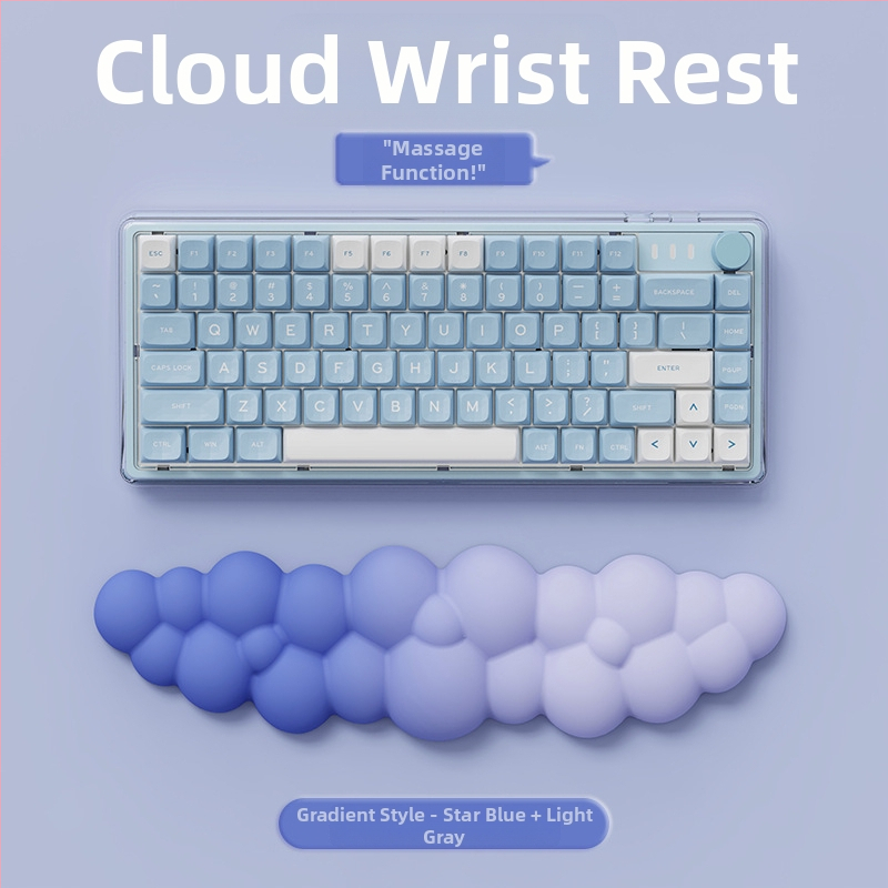 Birojai plaukstas balsts — mākoņu dizains, materiāls audums + putas + PU, nodilumizturīgs, iekļauts rokas balsts