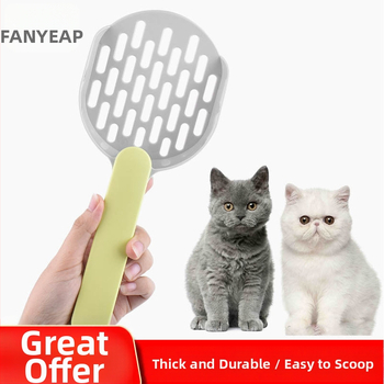 Lingură pentru nisip de pisici, din plastic, model A1P30, brand Fan yi, cu găuri fine și găuri îngroșate