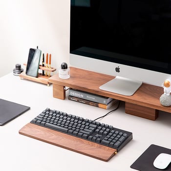 Подпора за китката за клавиатура и мишка — масивно дърво, прост стил, едностранна
