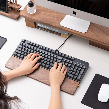 Подпора за китката за клавиатура и мишка — масивно дърво, прост стил, едностранна