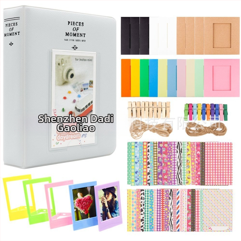 Instax Mini kaamera tarvikud, 6-osaline komplekt: fotoraamat, fotoraam, mini kinnitus, kleebiste komplekt Mini 11/9/8