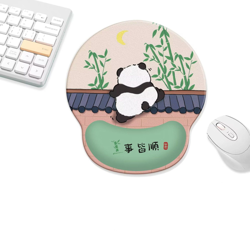 Panda podloga za miš s podrškom za zglob – guma, protuklizna, prilagođena ispisa