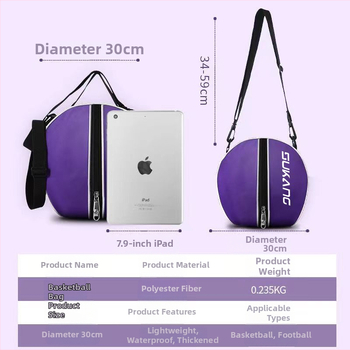 Rucsac de antrenament pentru baschet, material Oxford, buzunar din plasă, logo tipărit, curea pe un umăr