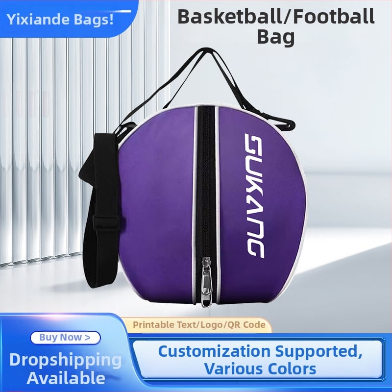 Rucsac de antrenament pentru baschet, material Oxford, buzunar din plasă, logo tipărit, curea pe un umăr