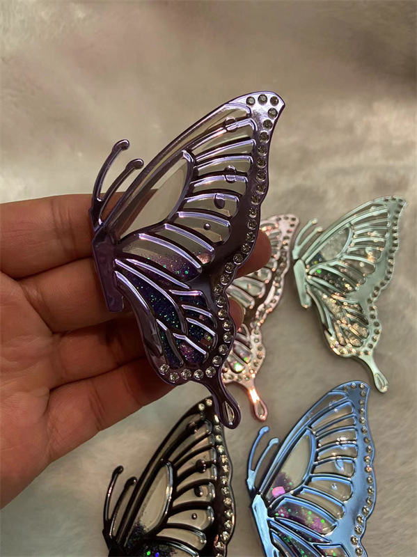 Πίσω αυτοκόλλητο για κινητό με 3D πεταλούδα από ρευστό άμμο, συμβατό με Apple/Huawei/Samsung – Πλαστικό, IP στυλ