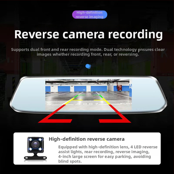 Camera de bord auto cu camere frontale și spate duale, 1080p, unghi de vizualizare 120°, imagine inversă, înregistrare ciclică