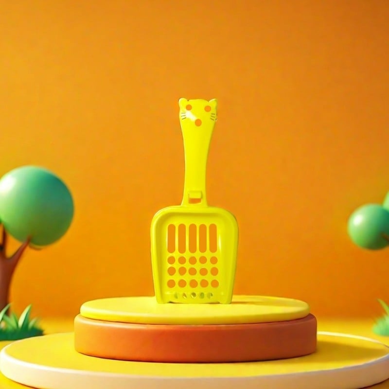 Lopățică pentru nisip de pisică cu găuri mari, material PP, brand Flower Season