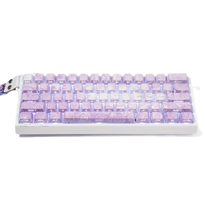 Capace pentru taste Rose Coast, gravate pe margine, transparente PBT, dye-sublimație pe cinci fețe, personalizabile pentru gaming, set de 130 de taste, iluminare RGB