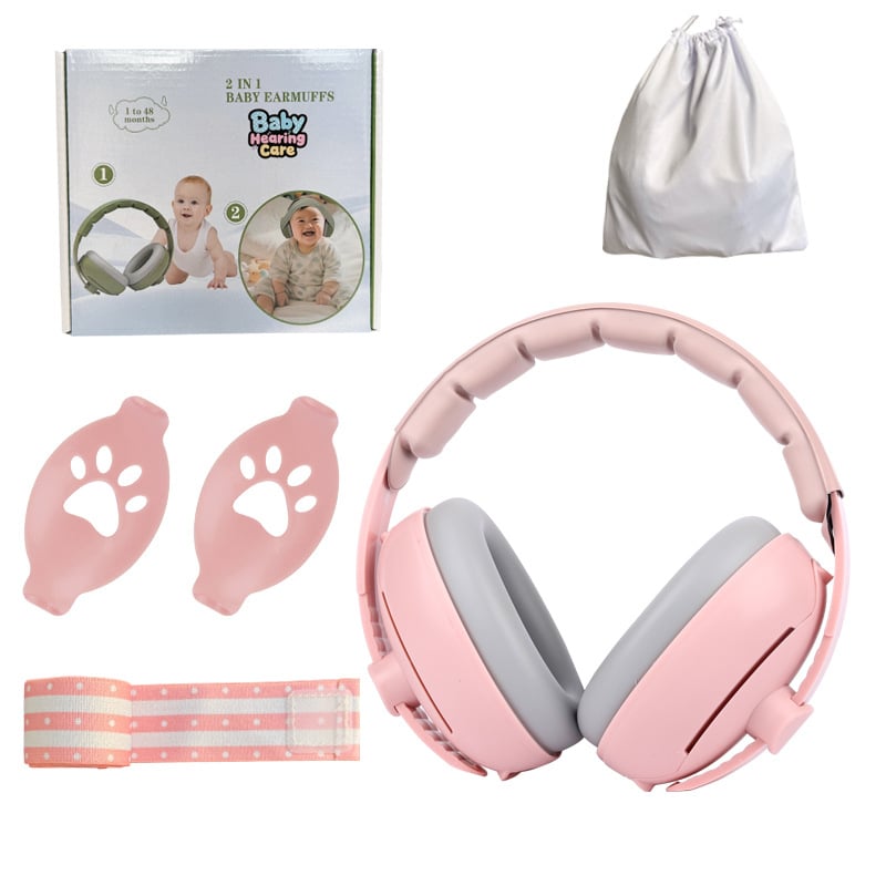 Bērnu trokšņa samazināšanas ausu aizsargi, galvas joslas aizsargājošas ausu austiņas, 2-1 miega un trokšņa aizsardzība, ABS materiāls, NRR 24, gumijas iekšējā oderējums, galvas josla + elastīgā siksna