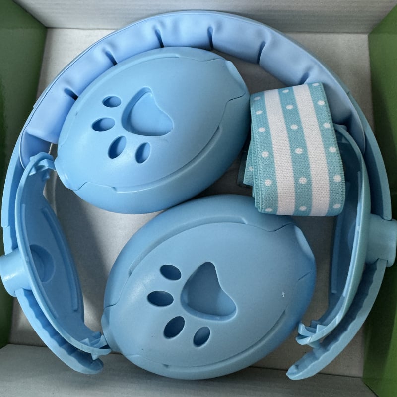 Bērnu trokšņa samazināšanas ausu aizsargi, galvas joslas aizsargājošas ausu austiņas, 2-1 miega un trokšņa aizsardzība, ABS materiāls, NRR 24, gumijas iekšējā oderējums, galvas josla + elastīgā siksna