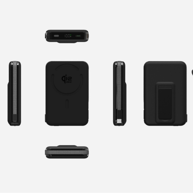 Power Bank ar solid-state bateriju, iebūvētu statīvu un magnētisku bezvadu uzlādi 25W, Qi2.2 protokols, maksimālā izeja 35W